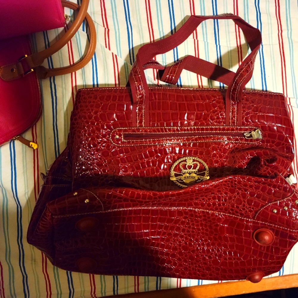 Red Snake Print Kathy Van Zeeland bag